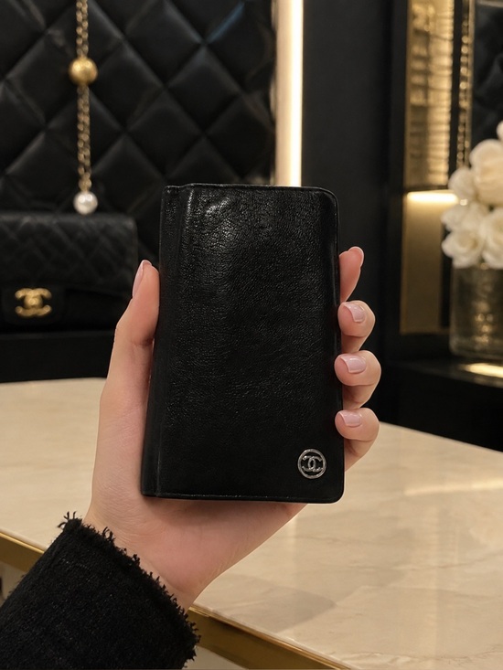 CHANEL Handbags - CHANEL Black Leather long wallet